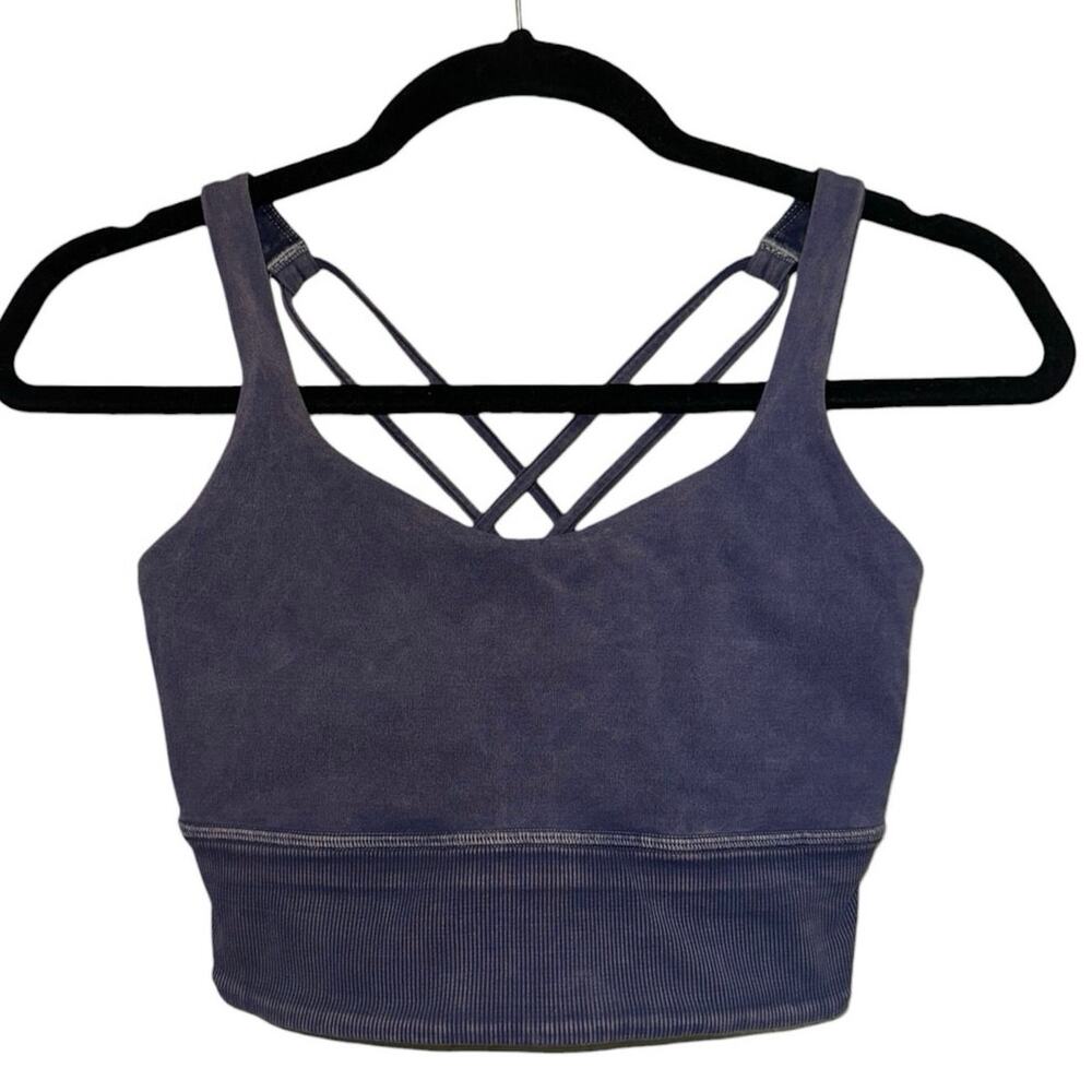Lululemon Free To Be Bra Long Line Rib Strappy Sports Bra Size 4 Purple